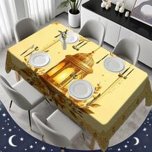 1/20 szt. Żółty obrus z latarnią i żywym kwiatowym wzorem, odpowiedni do restauracji i salonu, łatwy w pielęgnacji i wielokrotnego użytku, elegancka dekoracja jadalni i przyjęcia, idealny prezent, dekoracja świąteczna w stylu arabskim, dekoracja na przyjęcia i uroczystości - Wielokolorowe - Zobacz 2