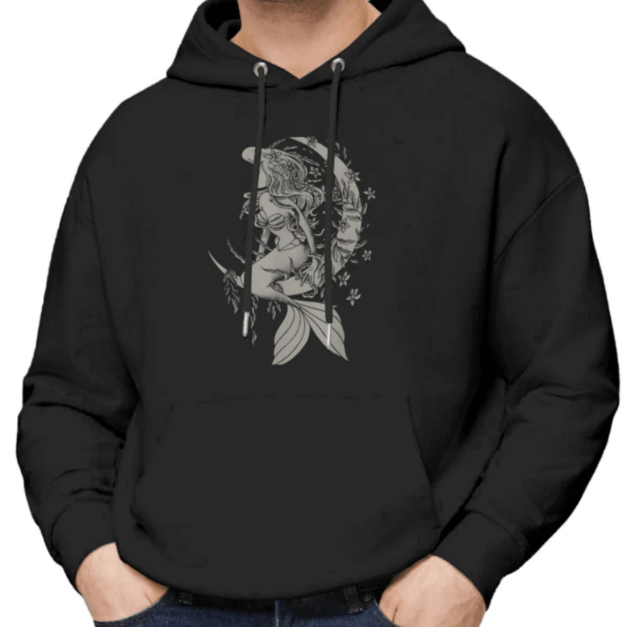 Fashion-Little Mermaids Ariels Tattoo Style Portrait Hoodie - màu đen - Xem 1