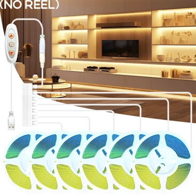 COB USB Powered LED Strip Light With Dimmer Switch, 1 Meter Long, 252 Lights/M, Can Be Cut, Warm White Light, Kitchen Lighting, Suitable For Indoor Cabinet, Bedroom Ceiling Environment Lighting, Kitchen Cabinet Lighting, Dining Table Side Cabinet Lighting, Christmas Party Decoration Lights, Shopping Malls, Hotels, Dance Stage Atmosphere Lights, And Cabinet Lighting