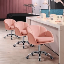 Butterslay 1PC Modern Velvet Upholstered Desk Office Vanity Chair Armrests 360° Swivel Rolling Height Adjustable Tilt Dual-Layer Cushion For Home Office Bedroom, Dark Gray/Light Gray/Snowy/Pink - Hồng - Xem 9