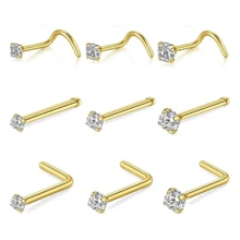 3/9/12pcs Nose Ring Set, Unisex, Low Allergy 316L Stainless Steel Hinged Clasp Nose Rings, Suitable For Ear Cartilage, Ear Conch, Ear Tragus, Ear Helix, Silver, Gold, Black, L-Shaped/Spiral/Straight Nose Studs, Genuine Body Piercing Jewelry