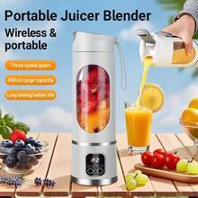 High-Power Blender, Wireless Household Juicer, Portable USB Charging Mini Blender And Juicer - 3 Modes, Digital Display, 15.22 Oz Capacity, Easy To Clean, Suitable For Travel - Enjoy Fresh Juice Anytime, Anywhere, 1300mAh Battery - 彩色 - 查看 5