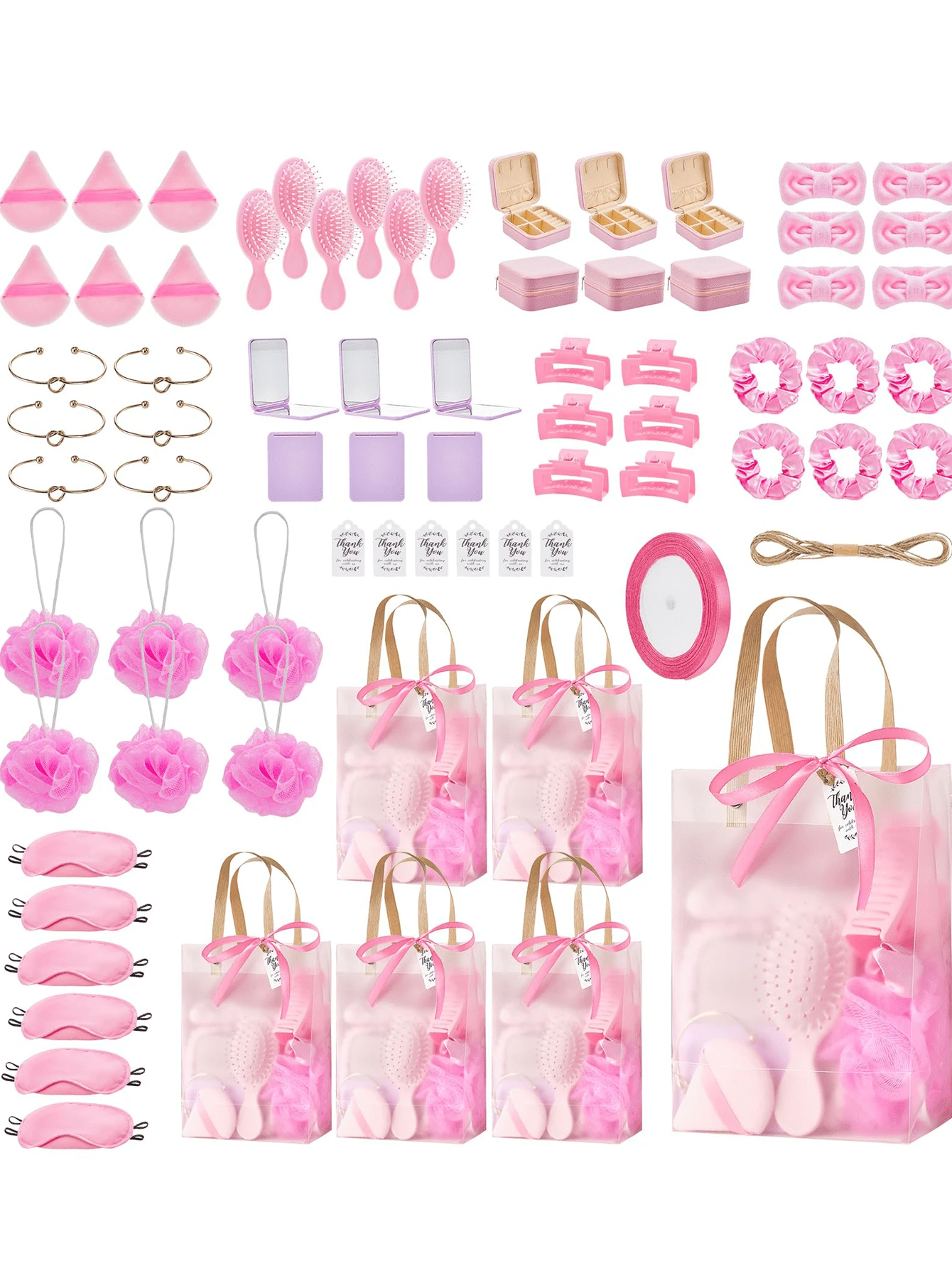 74 piezas Suministros para favores de boda y fiesta | Juego de regalos para despedida de soltera | Incluye diademas, pulseras, pompones | Multicolor - E - Ver 1