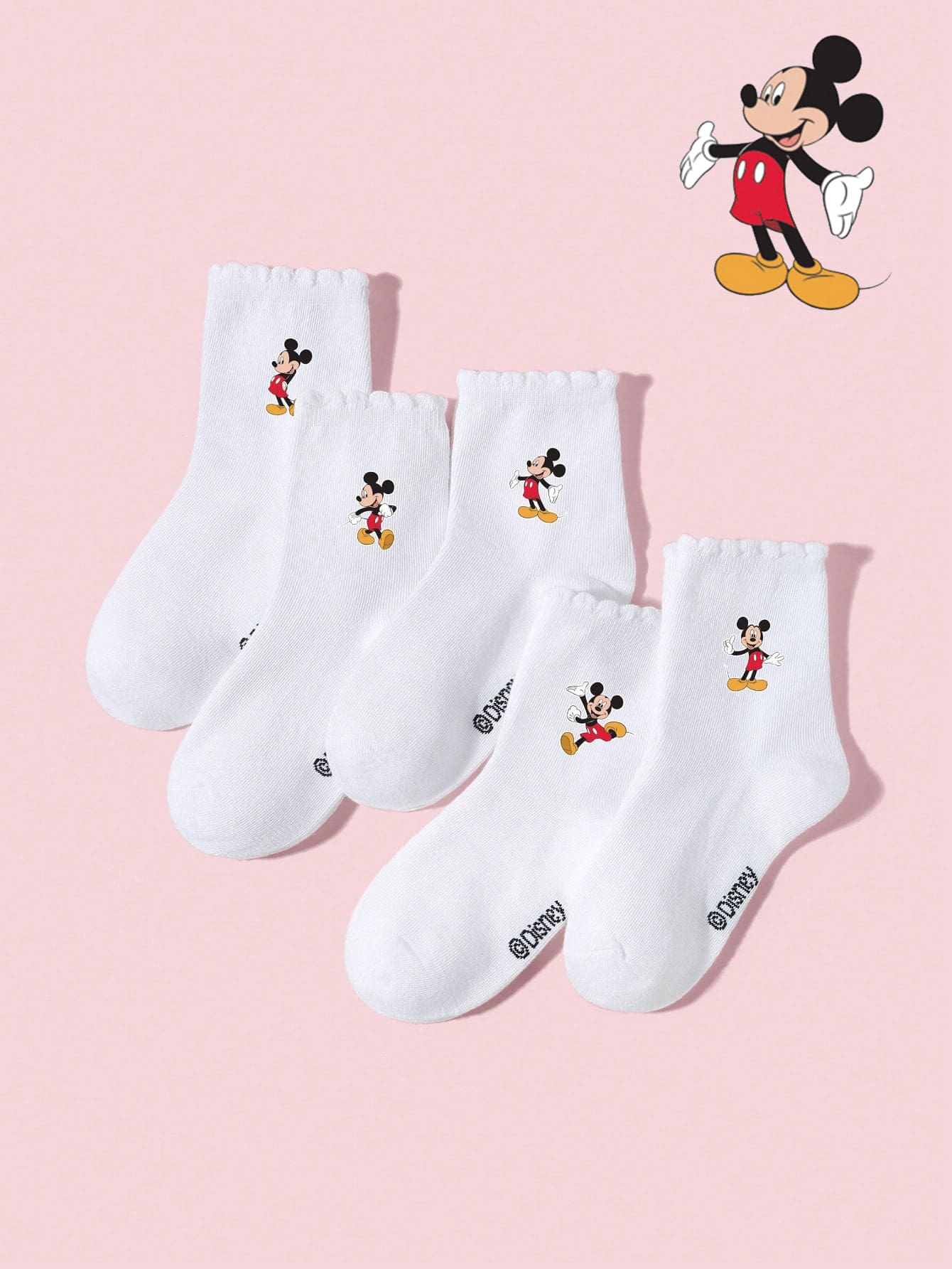Disney 5/1 زوج من الجوارب الرياضية/الكاحل البيضاء للأطفال/الأولاد/البنات، مزينة برسومات كرتونية جذابة بتصميمات القلب/التزحلق/الجيتار، جوارب كاحل متوسطة ناعمة ومريحة وعصرية، جوارب كلاسيكية مزينة بالدانتيل مناسبة للرياضة والمدرسة والفصل الدراسي الجديد والأنشطة الترفيهية والسفر