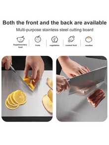 Stainless Steel Cutting Board, Double-Sided Stainless Steel Cutting Board, Suitable For Cutting Meat, Vegetables And Fruits In The Kitchen, Easy To Clean 100% Pure Titanium Cutting Board, Suitable For Kitchen Use Titanium Cutting Board, Suitable For Cutting Meat, Fruits And Vegetables Stainless Steel Cutting Board, Suitable For Kitchen Use - Multicolor - View 8