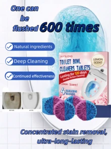 JAYSUING 1 caja de bloques de limpieza de inodoro natural, limpieza profunda, de larga duración 120 días, de doble acción, eliminación potente de manchas, esencial para la limpieza del hogar, cuidado a largo plazo, fórmula natural suave - Multicolor - Ver 7