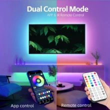 USB Powered LED Light Strip With 44-Key IR Remote And App Control, External Sensitive Microphone, Music Sync Multicolor, Adjustable Timer, Self-Adhesive, Multiple Size Options For TV, Computer Backlight, Festival Indoor Decor - 彩色 - 查看 5