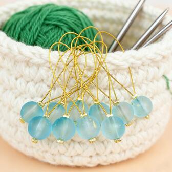 10pcs DIY Knitting Tools - 10mm Frosted Glass Beads Markers, Sweater Pattern Stitch Markers, Row Counters, Closed Rings, Soft Steel Wire Positioners, Knitting Accessories For Beginners
