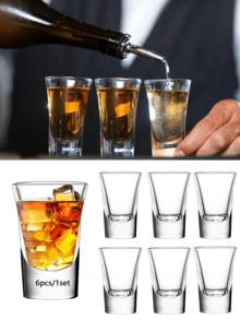 6pcs/1set Shot Glasses Set With Heavy Base Clear Shot Glasses Bulk For Weddings And Cocktail Parties, Tastings, Festivals, Birthdays, BBQs, Bar Party Supplies