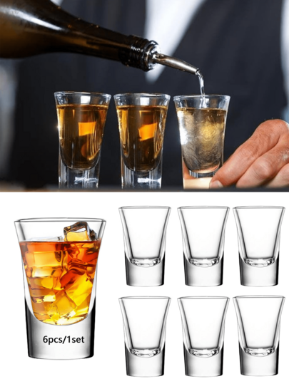 6/12pcs Set Of Transparent Small Liquor Glasses, Small Glass Cups Suitable For Vodka, Whiskey, Tequila, Brandy, Strong Coffee, Spirits, Great For Restaurants, Bars, Parties, Weddings, Cocktail Events, Wine Tastings, Holidays, Birthday Gatherings, BBQ Parties, Etc.