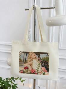 万圣节、旅行必备、节日必备、手提包、女士包、托特包、纯色女士包、大容量、礼物、DIY、生日礼物、旅行、上学、万圣节、圣诞节、定制照片、定制名字、适合旅行、旅行必备、女士托特包、小口袋、送给女朋友、妈妈的礼物、母亲节、新年饰品 - 米色 - 查看 3