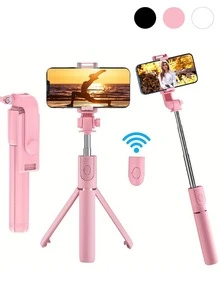 1pc Selfie Stick With Phone Mount, Extensible, Smartphone Tripod With Wireless Remote Control For Iphone , 360° Rotation, Essential For Travel, Compatible With Samsung/Android Smartphones For Summer Vacation, Travel, Outdoor Activities, Live Streaming, Stable Recording Vacation Travel Outdoor Activities Live Streaming Vlogging Equipment