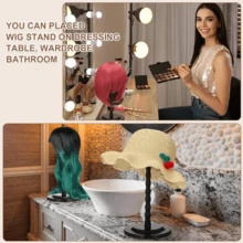 8-Piece Wig Display Set Suitable For Multiple Wig Styles Mannequin Head, Portable Hat Display Stand, Travel Wig Holder Stylish, Non-Slip And Stable DIY Practice Hat Stand - Black - View 6