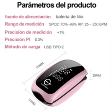 Oximetro Digital Recargable Usb C, Pulso De Dedo Muy Preciso - Rosa - Ver 7