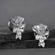 2 CÁI Nút tai đo lỗ tai hình hoa Valentine bằng thép không gỉ 316 Ống xỏ khuyên tai bằng thép không gỉ dành cho nữ Trang sức cơ thể Quà tặng Valentine thanh lịch mới - hoa hồng - Xem 30