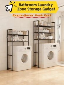 1pc Space-Saving Multi-Layer Bathroom Laundry Storage Rack Over Washing Machine Organizer Wash Rack Home Storage Gadget Laundry Room Organization Shelf Kitchen Items Kitchen Accessories Kitchen Kitchen Tools - Multicolor - View 2