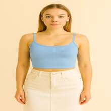 ✨ Cropped Lia – Com Bojo e Alças Finas, a Peça Curinga Que Combina com Tudo! ✨ - Azul bebê - Visão 2
