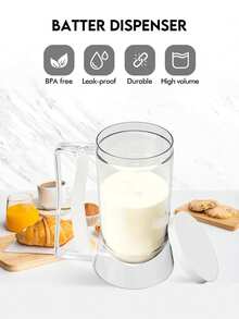 Pancake Batter Dispenser, Batter Dispenser With Handle, Pancake Dispenser For Batter, Pancake Dispenser, Pancake Baking Tray Mixing Dispenser, Perfect Pancake, Cupcake, Waffles, Muffin Mixture, Cake, Cupcake Paper Tray, Kitchen Tools, Baking Tools - White - View 8