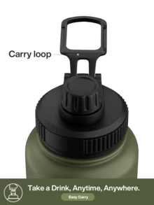 Bình nước thể thao cách nhiệt bằng thép không gỉ 18/26/40oz có nắp ống hút và tay cầm, miệng rộng, hai lớp cách nhiệt chân không, chống rò rỉ, giữ nóng 12 giờ, giữ lạnh 24 giờ. - 40oz xanh - Xem 6