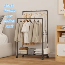 1 Giá treo quần áo thẳng đứng dễ lắp ráp hai hàng (có hoặc không có bánh xe), Giá treo quần áo và mũ độc lập, Tủ giày và mũ đa năng, Giá treo quần áo bằng kim loại chịu lực, Giá lưu trữ tiết kiệm không gian cho gia đình, nhà cho thuê, phòng khách, phòng ngủ, tủ quần áo đi bộ - Nhiều màu - Xem 2