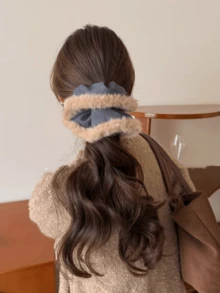 Women's French Elegant Luxury Faux Fur Scrunchie, High Elasticity Hair Tie, Ponytail Holder, Hair Accessories For Autumn/Winter Makeup Home Gym Woman Accessories ,Scrunchy Hair Ties - Multicolor - View 4