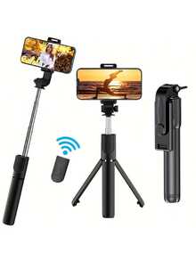 1pc Selfie Stick With Phone Mount, Extensible, Smartphone Tripod With Wireless Remote Control For Iphone , 360° Rotation, Essential For Travel, Compatible With Samsung/Android Smartphones For Summer Vacation, Travel, Outdoor Activities, Live Streaming, Stable Recording Vacation Travel Outdoor Activities Live Streaming Vlogging Equipment