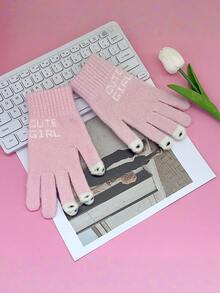 1 Pair Of Cute Cartoon Touchscreen Winter Gloves For Women - Elastic Full-Finger Design, Warm And Cold-Proof Thermal Lined Suitable For Outdoor Activities, Daily Use, And Holiday Seasons (Hand Wash Only), Essential For Cold Weather - Multicolor - View 17