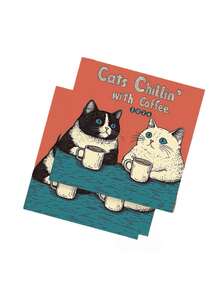 1 Pc 2026 Cat Cafe Calendar(8.5in*8.5in), 12 Months Artwork Design, Llustrations And Artwork Inspired Design, Perfect For Hanging Decoration, Home Office, Personal And Professional Scheduler, Wall Calendar, Planning Tool, Minimalist Design, Spiral Binding Design,Halloween, Halloween Gifts, Christmas, Christmas Gifts, Thanksgiving, Birthday Gifts, Valentine's Day, Wedding Gifts,Back To School Season, Graduation Season