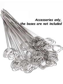 10/30 件套金属花艺铁丝，适用于插花，4.7 英寸花卡夹，4 种形状的工艺铁丝夹，桌面婚礼派对生日 DIY 卡片夹（银色） - 銀色 - 查看 11