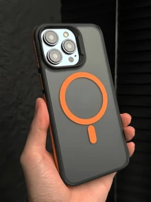 Nueva funda magnética mate de dos colores, compatible con iPhone 17 Air 16 15 14 13 12 11 Pro Max, protección contra golpes y carcasa dura - Naranja - Ver 15