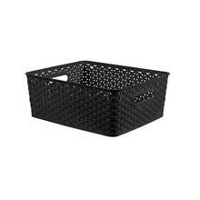 Y-Weave Medium Decorative Storage Basket - Brightroom - A Decorative Woven Basket For Home Organization , Medium-Sized Storage Solution Suitable For Wardrobes, Shelves, And Entryways,Modern Aesthetic Medium-Sized Decorative Basket, Decorative Woven Box For Storing Towels, Toys, Books, And Blankets , Medium Y-Shaped Woven Box, Combining Home Décor And Storage,High-Quality, Combining Storage And Decoration,Christmas Gift, New Year's Gift. - màu đen - Xem 2