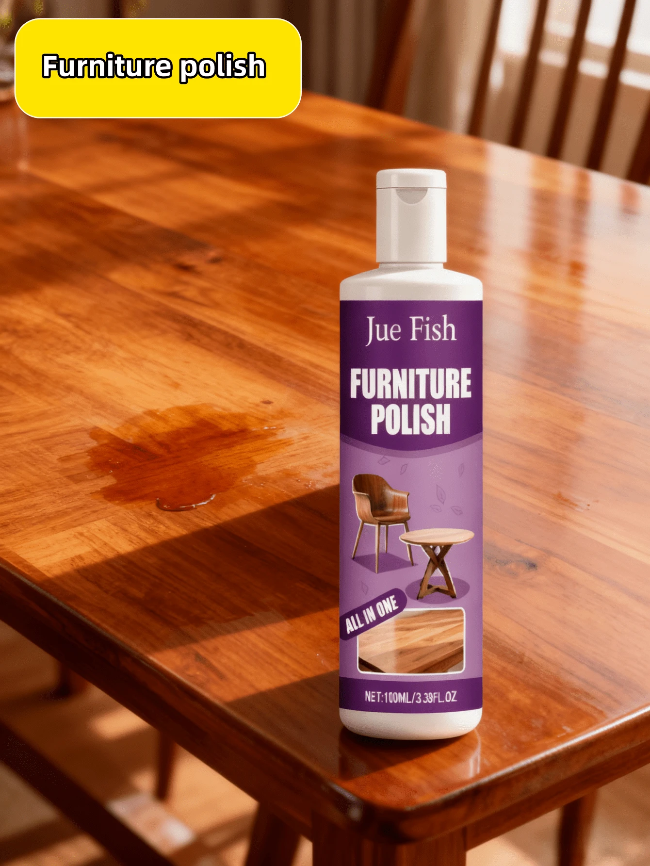 JUE FISH 家具抛光剂 - 喷雾蜡保养、除油、增亮、防水，适用于沙发、座椅、木制家具。减少磨损，延长使用寿命，快速提升家具表面光泽，打造清新焕新的外观。 - 彩色 - 查看 1