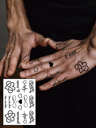 1pc Black Temporary Tattoo Sticker, Fingers & Wrists Fake Tattoo - Infinity Symbol Eternal Love Design, Cool Realistic Small Tattoo, Long Lasting 2-5 Days, Body Decor For Parties, Dances & Festivals