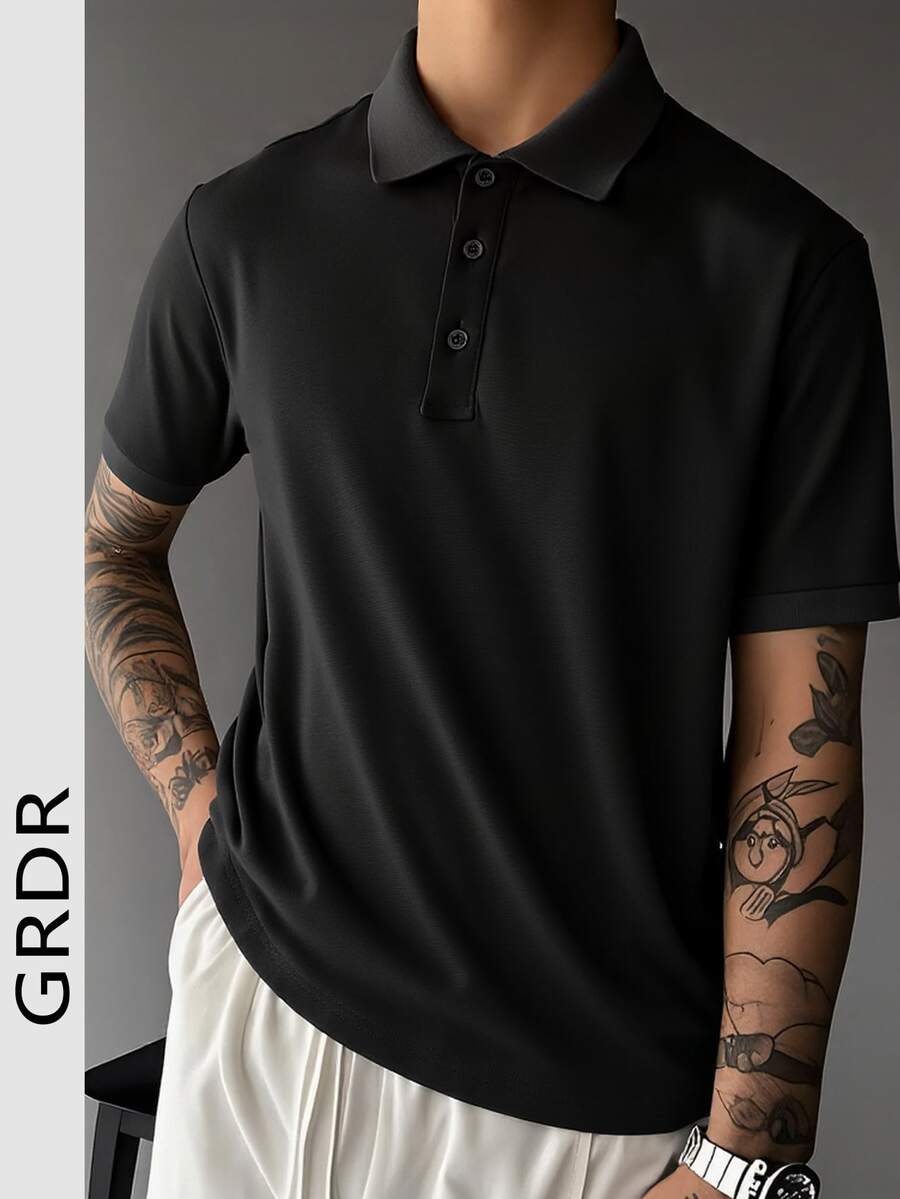 GRDR 男士休闲纯色纽扣 Polo 衫