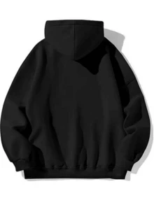 Graffiti Hoodie Black Funny Hoodies Polyester Men Solid Color Design Long Sleeve Casual Hooded Sweatshirt| Comfortable & Stylish - 黑色 - 查看 4