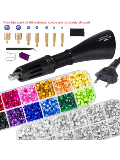 Hotfix Rhinestones Applicator Kit, Bedazzler Kit With Rhinestones, Hot Fix Rhinestone Setter Tool Kit, Heat Fixed Machine Gun Set For Clothes Fabric Clothing Wood Cardstock Leather