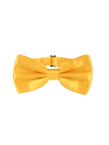 1pc Men's Solid Color Bow Tie, Double Layer Polyester Bow Tie For Groom, Groomsman, Usher, Formal Occasion - Yellow - View 2