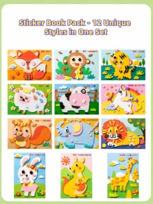 12片EVA泡沫3D贴纸 - 儿童DIY手工项目 | 卡通动物教育贴纸 | 儿童绘画套装 | 创意艺术活动套装，激发动手能力的趣味礼物 - 彩色 - 查看 11