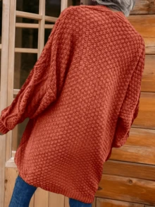 Womens Oversized Open Front Cable Knit Lantern Long Sleeve Chunky Cardigan Sweaters Cozy Fall And Winter Outwear Coats For Everyday Wear Christmas Work & Office Chic - Màu Cam san hô - Xem 3