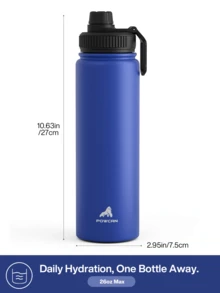 18/26/40oz Stainless Steel Insulated Sports Water Bottle With Straw Lid & Handle, Wide Mouth, Double Wall Vacuum Sealed, Leak-Proof, Keeps Hot 12hrs, Cold 24hrs - 26oz Coastal Blue - View 6