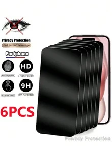 6 件全覆盖隐私屏幕保护膜适用于 16e 11 12 13 14 15 16 Pro Max，隐私钢化玻璃保护膜适用于 11 12 13 14 15 16 Plus，生日、家人、朋友的礼物，防窥视，手机屏幕保护膜，手机配件，防水防震防摔防摔防刮防指纹 - 黑色 - 查看 18