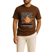 Unisex "Playoffs" T-Shirt – Street Sport Style With Basketball Print And Premium Fabric - 鏽棕色 - 查看 4