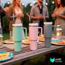 Stainless Steel Straw Kit 30cm With Silicone Tip And Cleaning Brush - Ideal For 1200ml 40oz Thermal Mug - 紫丁香 - 查看 3