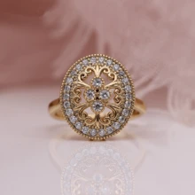 1PC Women Retro Zirconia Ring Bride Princess Engagement Wedding Band Anniversary Birthday Christmas Gift Rings For Mom Wife Girlfriend Ring Jewelry Size 5-11# - Gold - View 8