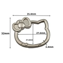 2pcs DIY Jewelry Connecting Ring - Bow And Kitten Spring Clasp | Cute Accessories - Bag Buckle, Keychain, Phone Chain Charm. Adorable Design,  Can Be Combined With Beads And Pendants To Create Unique Jewelry. Suitable For Crafting, Jewelry Modification, And Everyday Accessories. Practical And Beautiful. - 2pcs Silver - View 3
