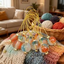 10pcs DIY Knitting Tools - 10mm Frosted Glass Beads Markers, Sweater Pattern Stitch Markers, Row Counters, Closed Rings, Soft Steel Wire Positioners, Knitting Accessories For Beginners