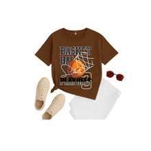 Unisex "Playoffs" T-Shirt – Street Sport Style With Basketball Print And Premium Fabric - 鏽棕色 - 查看 5