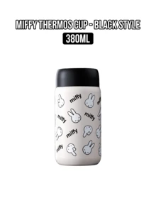 Miffy Thermos Cup – Black Style 380ML Stainless Steel Vacuum Insulated Flask With Double-Wall 316L Grade Inner Liner, 12-Hour Heat Retention & 24-Hour Cold Preservation, Leak-Proof Secure Lid With Easy One-Hand Operation, Portable Carry Handle For Daily School Office Travel & Outdoor Sports, Minimalist Classic Black-White Kawaii Rabbit Design, Perfect Gift For Students Teens Women Men & Miffy Fans - Black - View 10