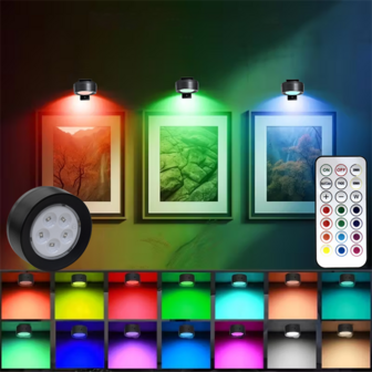 1pc/3pcs/6pcs Mural Light, RGB LED Art Display Light, Wireless Battery Operated Painting Light, With Remote Control, Party And Home Mural Decoration Light, Black, Suitable For Living Room, Bedroom, Corridor, Bedside