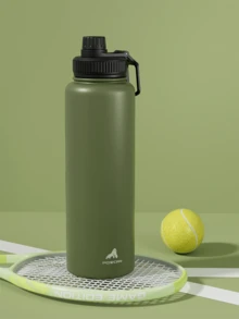 Bình nước thể thao cách nhiệt bằng thép không gỉ 18/26/40oz có nắp ống hút và tay cầm, miệng rộng, hai lớp cách nhiệt chân không, chống rò rỉ, giữ nóng 12 giờ, giữ lạnh 24 giờ. - 40oz xanh - Xem 8